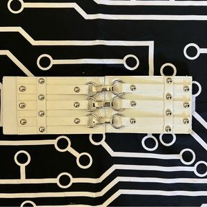 White bondage punk goth fashion waist belt